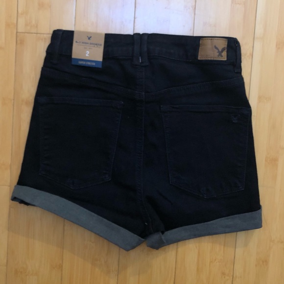 NWT American Eagle Outfitters Super Stretch Sky High Shorties Dark Wash - Picture 3 of 4